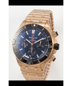Breitling Chronomat Super Clone B01 42 édition suisse or rose boîtier cadran bleu
