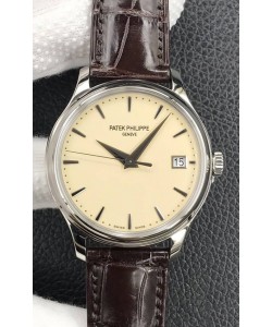 Patek Philippe Calatrava 5227G-001 Cadran jaune pâle 1:1 Miroir Réplique Suisse Boîtier Acier