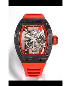 Richard Mille RM055 Boîtier Carbone Noir Réplique Montre Miroir 1:1 avec bracelet rouge