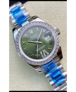 Rolex Datejust 28MM Réplique Suisse en acier 904L avec cadran vert - Réplique miroir 1:1