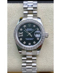 Rolex Datejust 28MM Réplique Suisse en acier 904L avec cadran noir - Réplique miroir 1:1