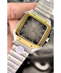 Cartier Santos De Cartier 904L Cadran brun Deux tons Réplique miroir 1:1 - Montre réplique 1:1 en acier inoxydable 40MM