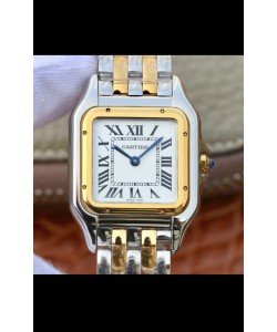 Cartier PANTHERE Edition 1:1 Miroir Montre Suisse 2 Tons Or Jaune Cadran Blanc 