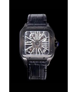 Montre squelette Cartier Santos DUMONT en noir DLC Montre à mouvement suisse avec boîtier recouvert  