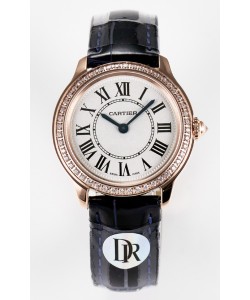 Ronde Louis Cartier Montre Super Clone 29MM Or Rose en Mouvement Quartz Suisse