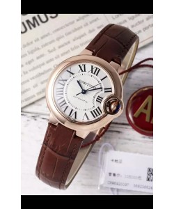 Ballon De Cartier Automatique Suisse 1:1 Qualité Miroir 33MM en Plaqué Or Rose