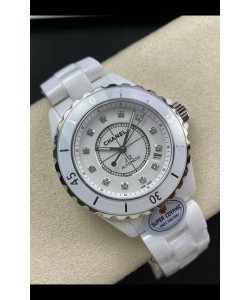 Chanel J12 38MM Montre boîtier en céramique blanche Réplique montre automatique 1:1