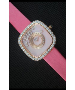 Chopard Happy Diamonds 38mm, Sangle Rose et Cadran Rose