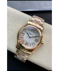 Chopard Happy Sport Montre 1:1 Suisse à Quartz 36MM avec boîtier en or rose et cadran blanc