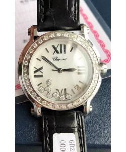 Chopard Happy Montre Quartz Suisse en acier inoxydable Réplique miroir 1:1 - Diamants véritables 