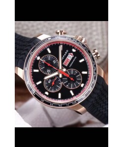 Chopard Classic Racing Chronograph Réplique Qualité Miroir 1:1 en Boîtier Or Rose - Cadran Noir 