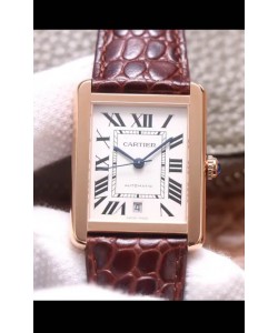 Montre "Cartier Tank Solo" Montre automatique suisse en plaqué or rose 31MM de large 