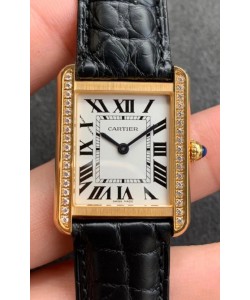 Montre "Cartier Tank Solo" Montre suisse à quartz avec boîtier en or jaune - 34MM