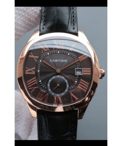 Montre "Drive De Cartier" 1:1 réplique miroir en plaqué or rose - cadran brun 