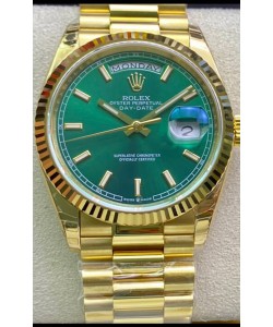 Montre Rolex Day Date 118238 Présidentielle en or jaune 18 carats 36MM - Cadran vert 1:1 qualité miroir