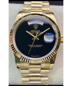 Montre Rolex Day Date Presidential 36MM en or jaune 18 carats - Cadran noir qualité miroir 1:1