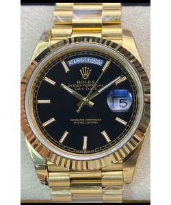 Montre Rolex Day Date Présidentielle en or jaune 18 carats 36MM - Cadran noir 1:1 qualité miroir