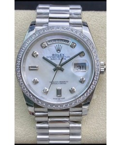Rolex Day Date Présidentielle 904L Acier 36MM - Cadran Perle Blanche Montre de Qualité Miroir 1:1