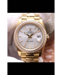 Montre Rolex Day Date Présidentielle 904L Acier Or Jaune 40MM - Cadran Acier Blanc Qualité Miroir 1:1 