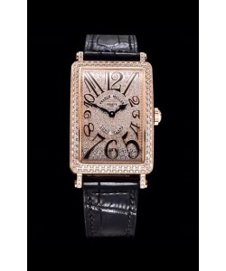 Franck Muller Long Island Color Dreams montre suisse en or rose pour les dames avec bracelet noir 