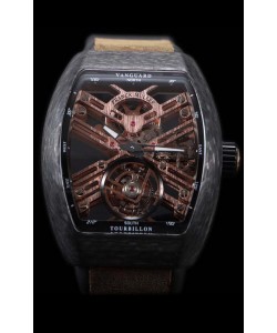 Franck Muller Vanguard Skeleton Tourbillon montre réplique suisse carbone noir