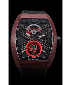 Franck Muller Vanguard Skeleton Tourbillon montre réplique suisse carbone rouge 