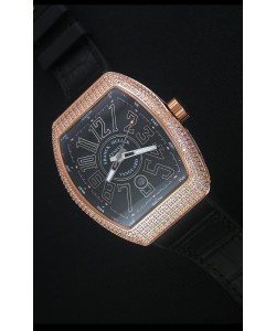 Franck Muller Vanguard Or Montre Réplique Suisse En cadran noir