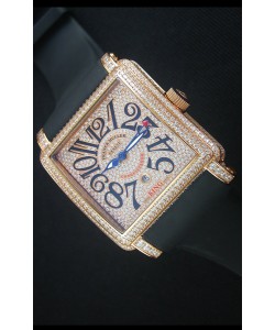 Franck Muller Conquistador King  montre automatique en Or Rose Avec bracelet de Nylon