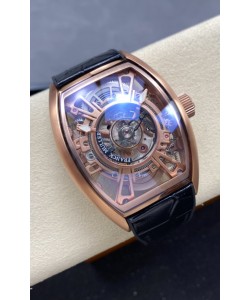 Franck Muller Curvex Grand Central Tourbillon Montre boîtier or rose Réplique Montre 1:1