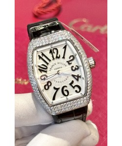 Franck Muller V32 Réplique de la montre suisse à quartz Mossanite 1:1 36MM Chiffres noirs