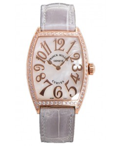 Franck Muller Montre Cintree Curvex Cadran Nacre en Plaqué Or Rose - Bracelet Gris 