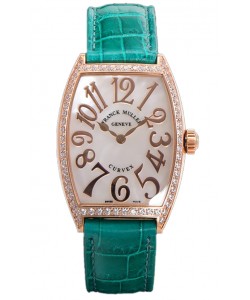 Franck Muller Montre Cintree Curvex à cadran nacre en plaqué or rose - Bracelet vert 