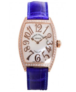 Franck Muller Montre Cintree Curvex à cadran nacre en plaqué or rose - Bracelet violet 