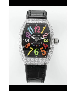 Franck Muller Vanguard V32 Cadran Noir - Color Dreams avec Diamants Boîtier Réplique Suisse