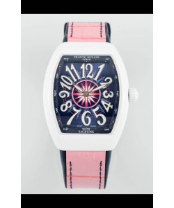 Franck Muller Vanguard Yachting V32 Cadran céramique rose/Bracelet Réplique Montre Suisse 