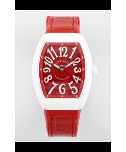 Franck Muller Vanguard Yachting V32 Cadran céramique rouge/ Bracelet Réplique Montre Suisse 