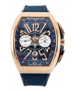 Franck Muller Vanguard V45 Chronograph 904L Or Rose Cadran Bleu Montre Suisse