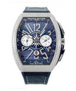 Franck Muller Vanguard V45 Chronographe Cadran bleu en acier 904L avec diamants Montre Suisse