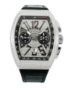Franck Muller Vanguard V45 Chronograph en acier 904L cadran serti de diamants Réplique Suisse 