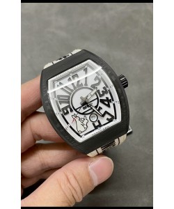 Franck Muller "Fr2nck" Vanguard Rabbit Edition Réplique Montre Suisse en Carbone Noir 