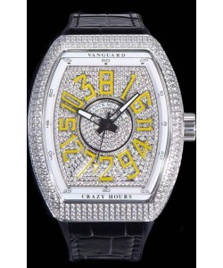 Montre Franck Muller Vanguard Crazy Hours Edition Réplique Suisse - Chiffres jaunes