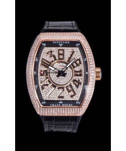 MontreFranck Muller Vanguard Crazy Hours Edition" en plaqué or rose - Chiffres noirs