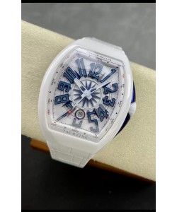 Franck Muller Vanguard Yachting Céramique blanche Montre réplique 1:1 miroir Suisse