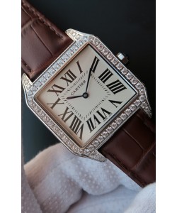 Montre Cartier Santos Dumont 1:1 Réplique Suisse avec mouvement à quartz - lunette en diamants 