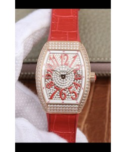 Montre Franck Muller Vanguard Ladies 1:1 Réplique Suisse 32mm Large Boîtier Or Rose