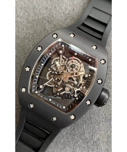 Montre Richard Mille RM055 Réplique de Montre Miroir 1:1 avec boîtier en céramique et bracelet noir 