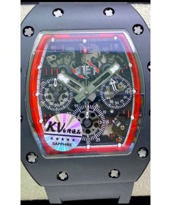 Montre Richard Mille RM011 Felipe Massa 1:1 Qualité Miroir Une Pièce Boîtier Céramique Noir