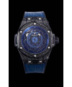 Montre Hublot Big Bang One Click Sang Bleu 1:1 Réplique miroir boitier en céramique - 45MM Cadran bleu
