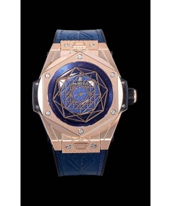Montre Hublot Big Bang One Click Sang Bleu 1:1 Réplique Miroir en Or Rose 45MM - Cadran Bleu