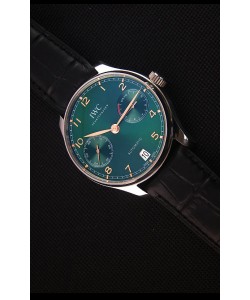IWC Portugieser Suisse Version Actualisé - Montre Réplique Miroir 1:1- Cadran vert, Boîtier en Acier